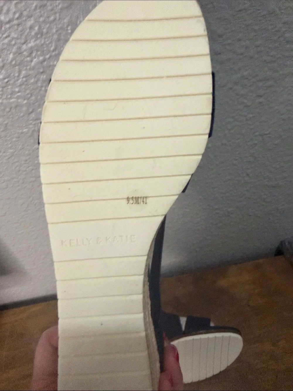 Kelly & Katie Women's Navy Crisscross Wedge Sandals size 9.5